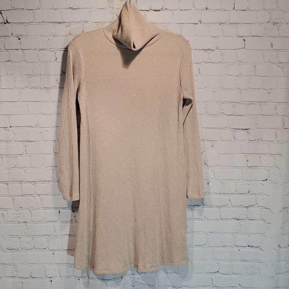 HelloโMIZโbeigeโmockneckโmaternityโribbedโdress